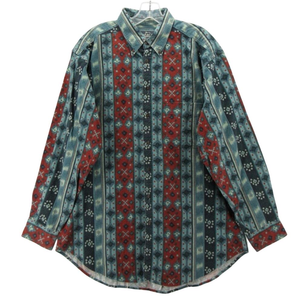 VINTAGE Woolrich Shirt Large Flannel Button Up Southwestern Aztec 90s